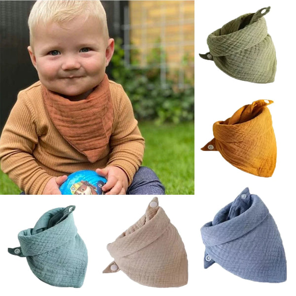 🍼 Baby Muslin Bibs – Soft 5-Pack Drool Bibs 👶