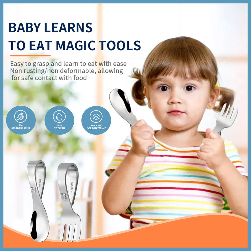 🍴 Baby Spoon & Fork Set – Soft Training Cutlery 🍼