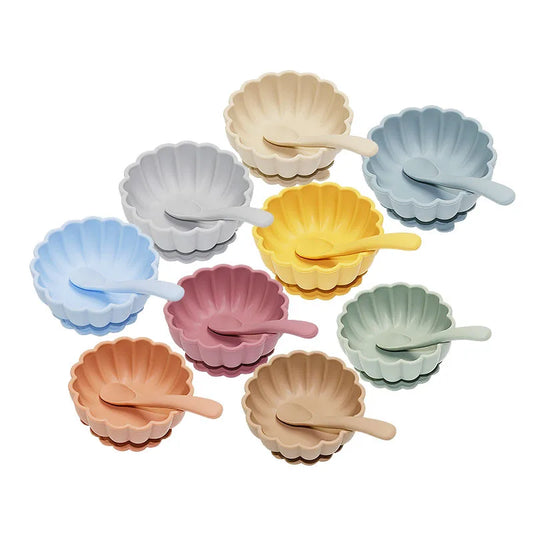 3Pcs/Set Baby Silicone Bowl Kids Waterproof Suction Non-Slip Feeding Bowl With Fork Spoon Children Kitchenware Infant Plates