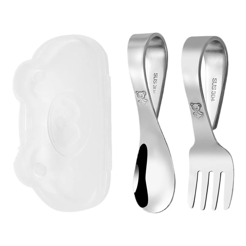🍴 Baby Spoon & Fork Set – Soft Training Cutlery 🍼