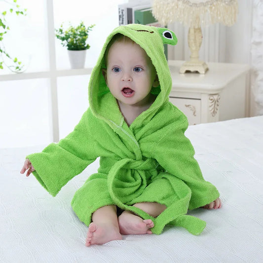 Cotton Baby Robe Bath Towel Cartoon Hoodies Infant Girls Boys Sleepwear Bath Blanket Kids Soft Bathrobe Pajamas Kids Clothing