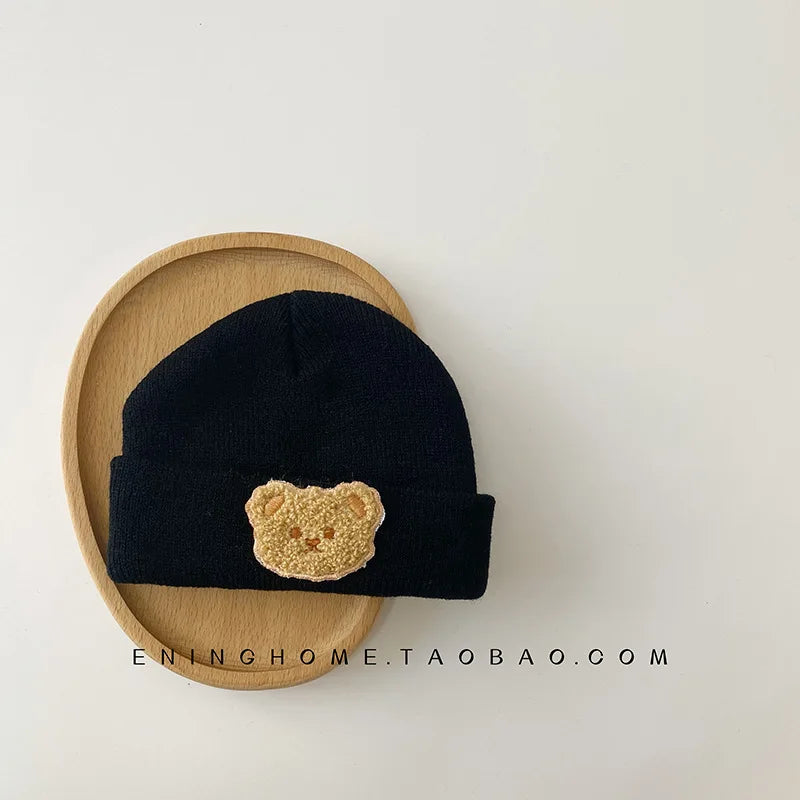 Cute Bear Embroidery Beanie