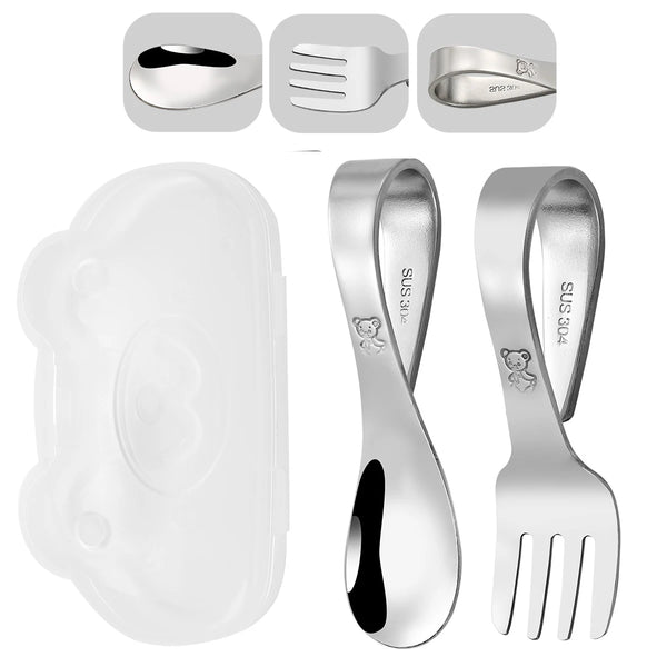 🍴 Baby Spoon & Fork Set – Soft Training Cutlery 🍼