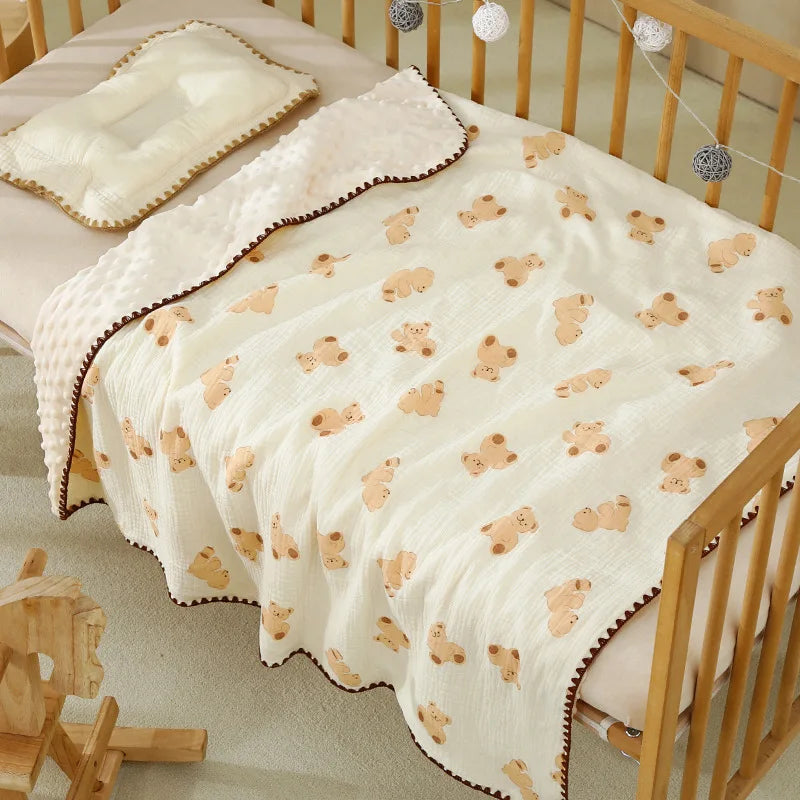 Cute Bear Print Newborn Blanket 🐻💛
