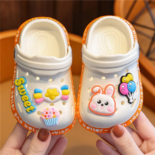 Kids Summer Sandals Hole Children's Shoes Slippers Soft Anti-Skid Cartoon DIY Design Hole Baby Shoes Sandy Beach For Boys Girls