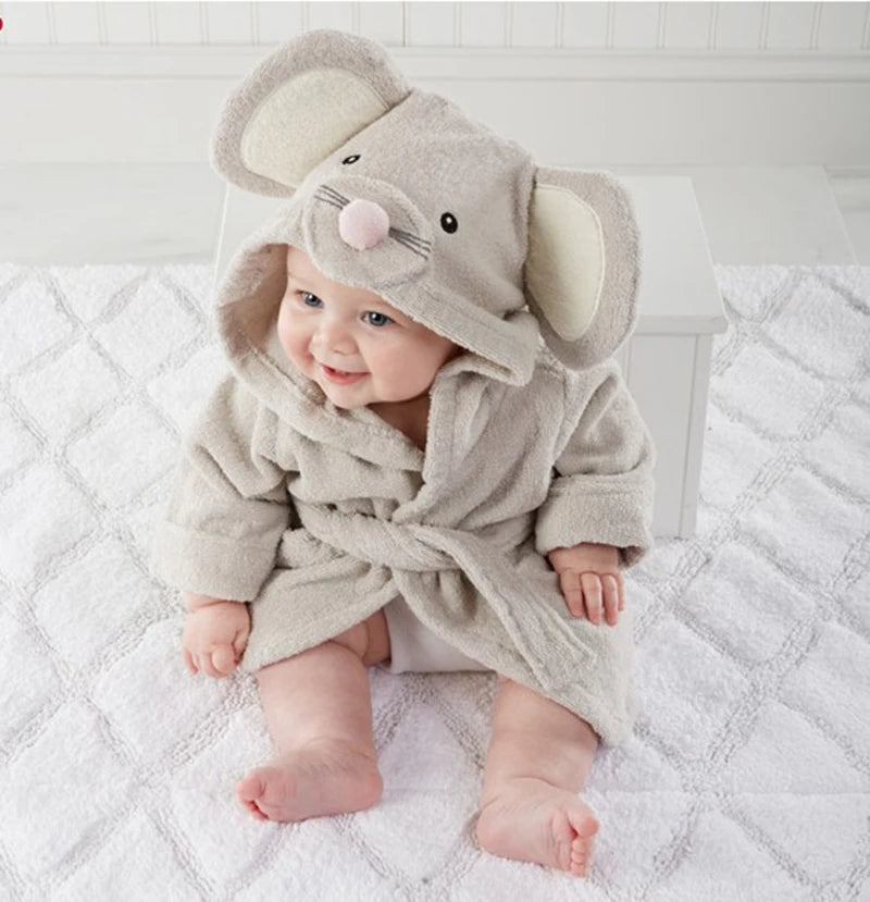 Cute Cotton Baby Hooded Robe 🐻