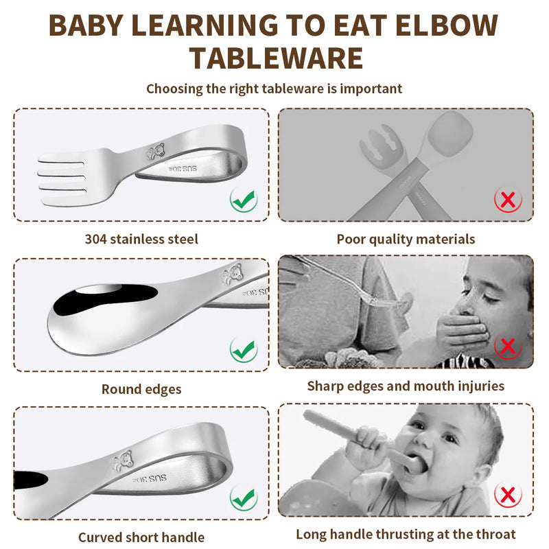 🍴 Baby Spoon & Fork Set – Soft Training Cutlery 🍼
