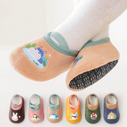Baby Adorable Animals Pattern Non Slip Floor Socks, Breathable Casual Socks With Rubber for Boy and Girl Kid Indoor Activities