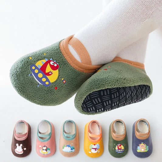 Baby Adorable Animals Pattern Non Slip Floor Socks, Breathable Casual Socks With Rubber for Boy and Girl Kid Indoor Activities
