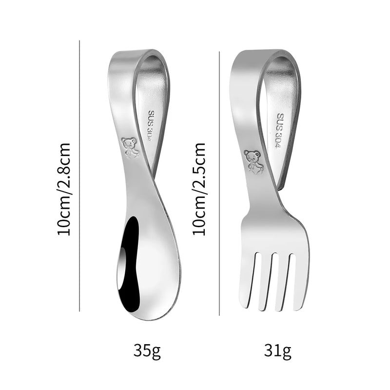 🍴 Baby Spoon & Fork Set – Soft Training Cutlery 🍼