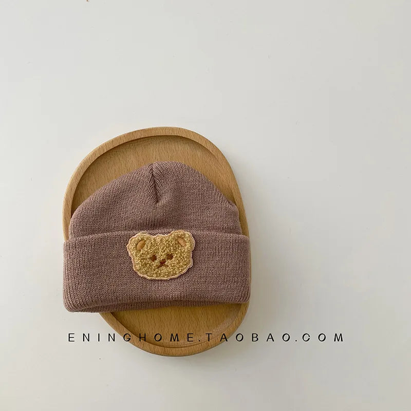 Cute Bear Embroidery Beanie