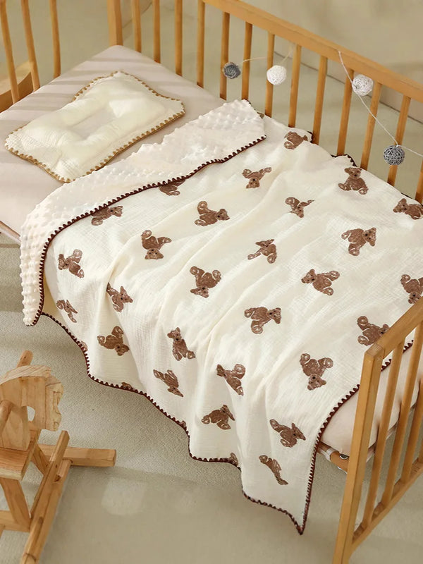 Cute Bear Print Newborn Blanket 🐻💛