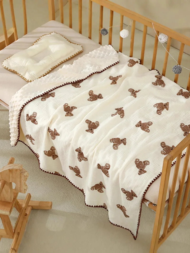 Cute Bear Print Newborn Blanket 🐻💛