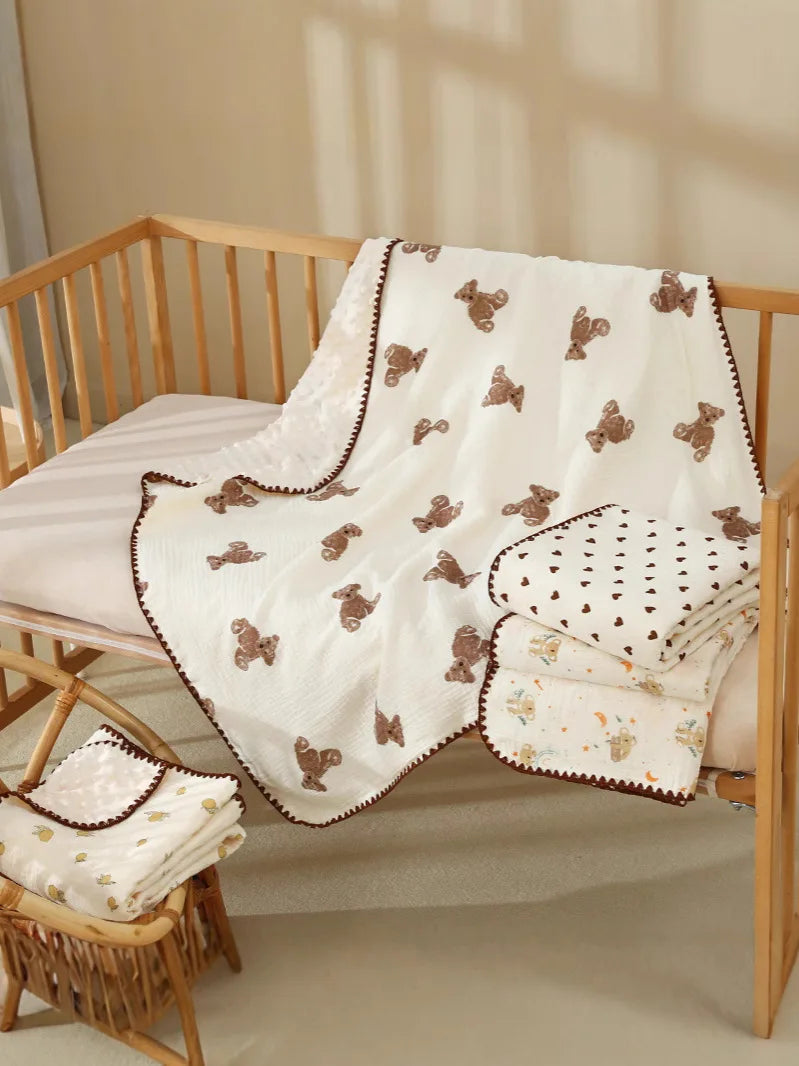 Cute Bear Print Newborn Blanket 🐻💛